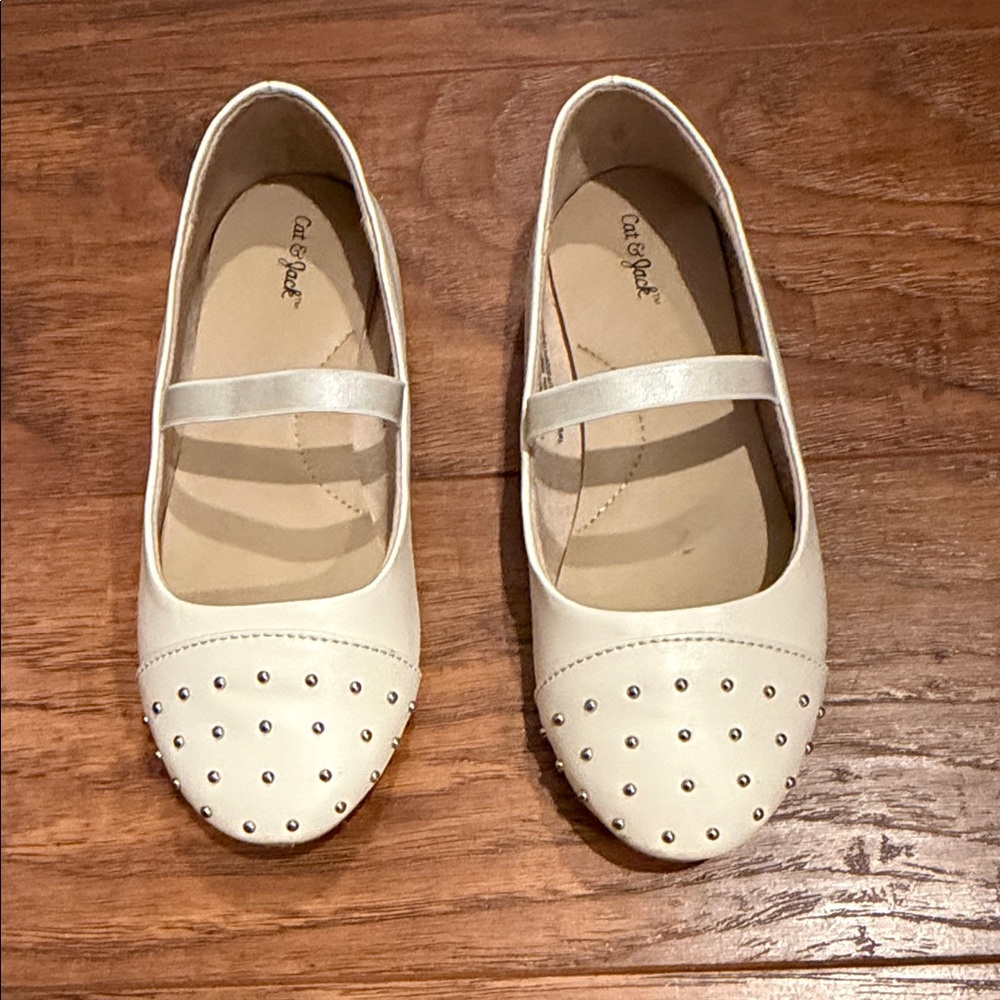 Cat & Jack Cream Studded Dress Shoes